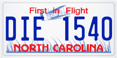 NC license plate DIE1540