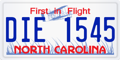 NC license plate DIE1545