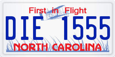 NC license plate DIE1555