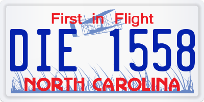 NC license plate DIE1558