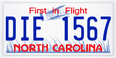 NC license plate DIE1567