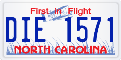 NC license plate DIE1571