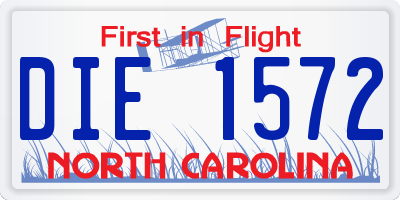 NC license plate DIE1572