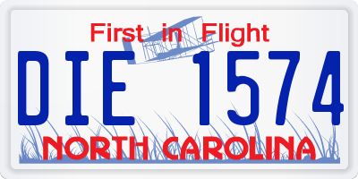 NC license plate DIE1574