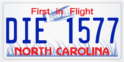 NC license plate DIE1577