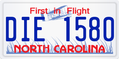 NC license plate DIE1580