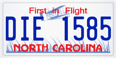 NC license plate DIE1585
