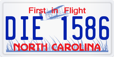 NC license plate DIE1586