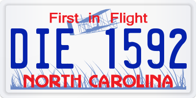 NC license plate DIE1592