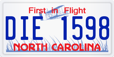 NC license plate DIE1598