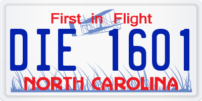 NC license plate DIE1601
