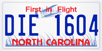 NC license plate DIE1604