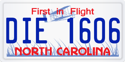 NC license plate DIE1606