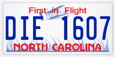 NC license plate DIE1607