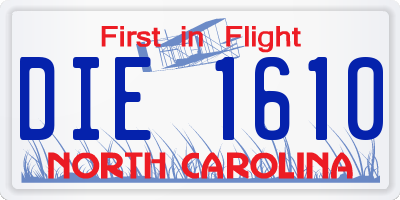 NC license plate DIE1610