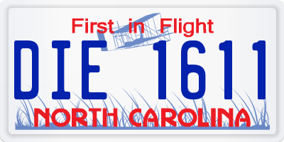 NC license plate DIE1611