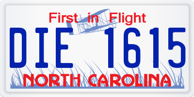 NC license plate DIE1615