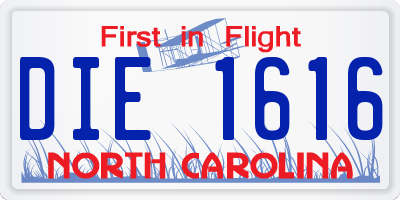 NC license plate DIE1616