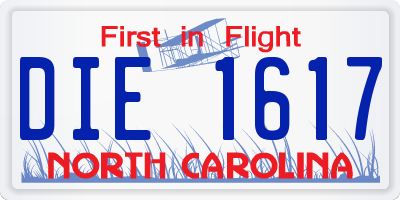 NC license plate DIE1617