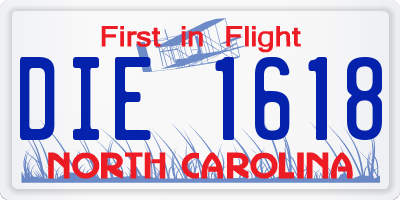 NC license plate DIE1618