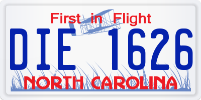 NC license plate DIE1626