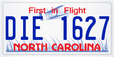 NC license plate DIE1627