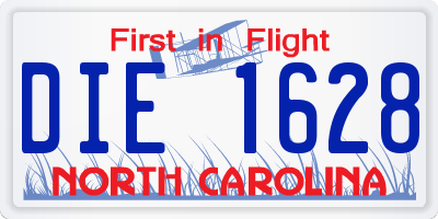 NC license plate DIE1628