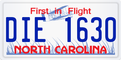 NC license plate DIE1630