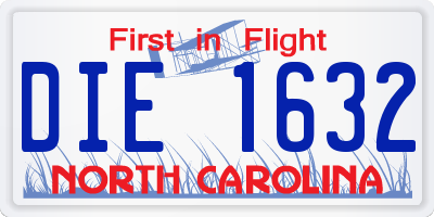 NC license plate DIE1632