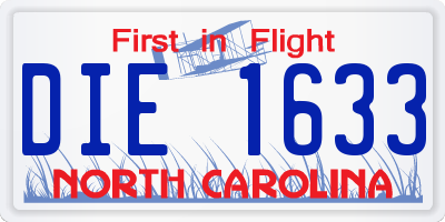 NC license plate DIE1633