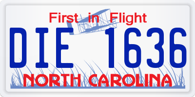 NC license plate DIE1636