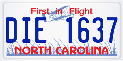 NC license plate DIE1637