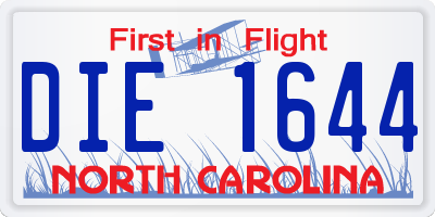 NC license plate DIE1644