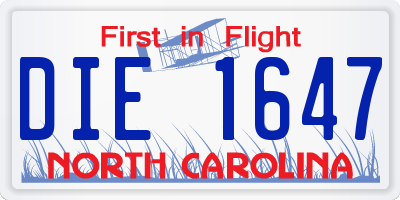 NC license plate DIE1647
