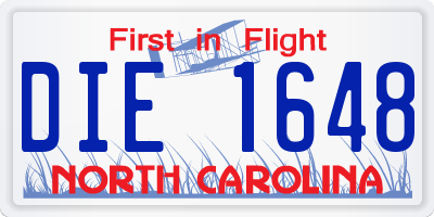 NC license plate DIE1648