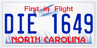 NC license plate DIE1649