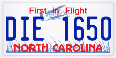 NC license plate DIE1650