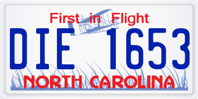 NC license plate DIE1653