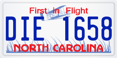 NC license plate DIE1658
