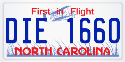 NC license plate DIE1660