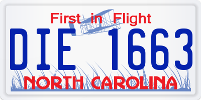 NC license plate DIE1663