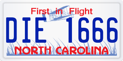 NC license plate DIE1666