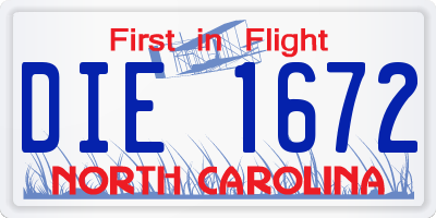 NC license plate DIE1672