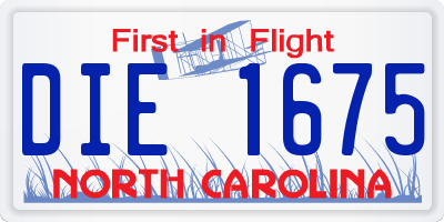 NC license plate DIE1675