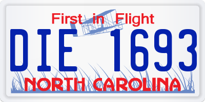 NC license plate DIE1693
