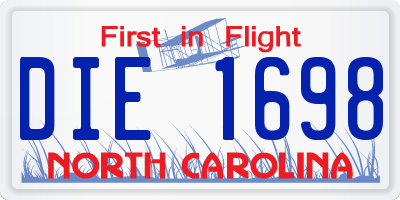 NC license plate DIE1698