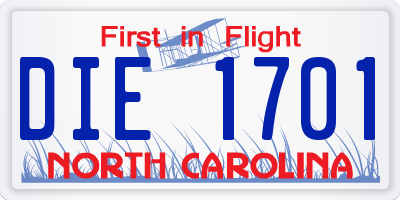 NC license plate DIE1701