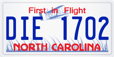 NC license plate DIE1702