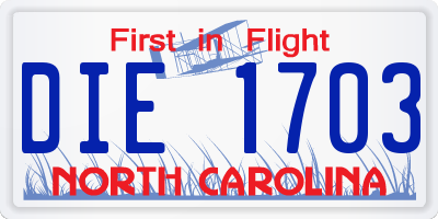 NC license plate DIE1703