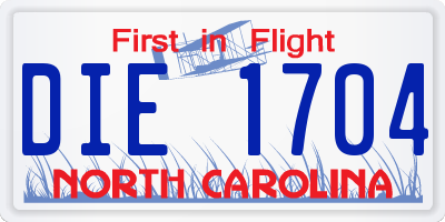 NC license plate DIE1704